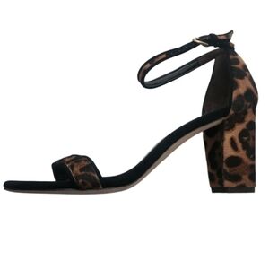 Leopard Print Calf Fur Block Heel Sz 8½ New Without Box